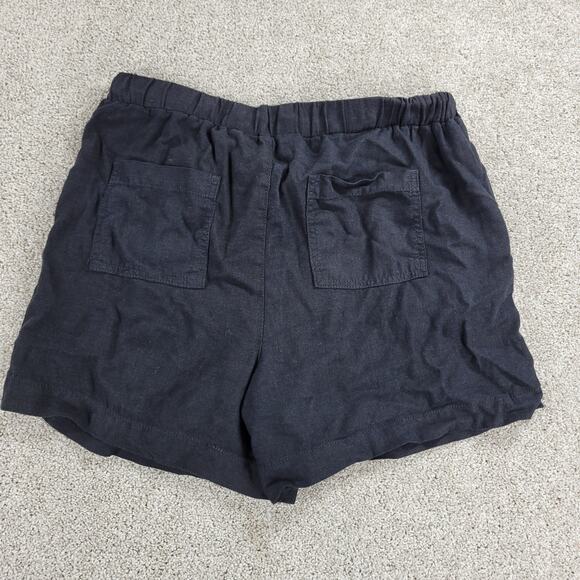 Briggs Womens Shorts Large Black Linen Blend Drawstring Elastic Waist Pull On - Picture 9 of 12